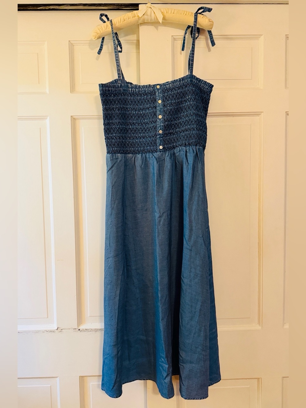 LOFT Smocked Blue Dress with Tie Straps (New With Tag!)